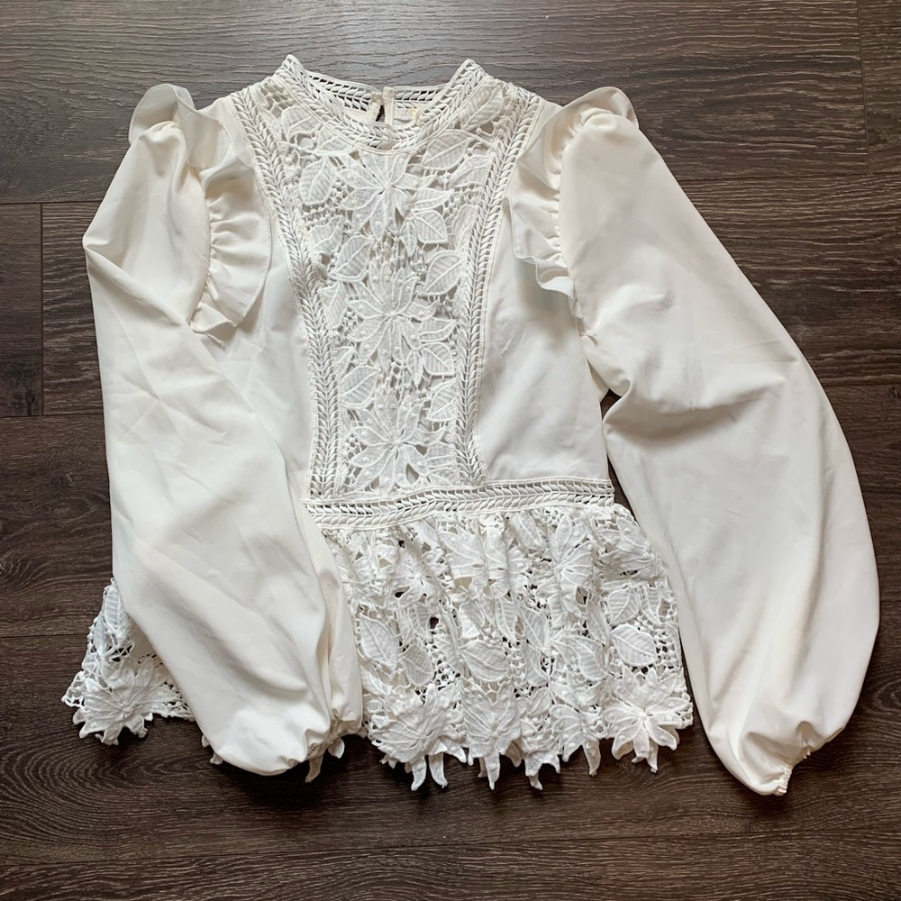 Lace detail long sleeve shirt